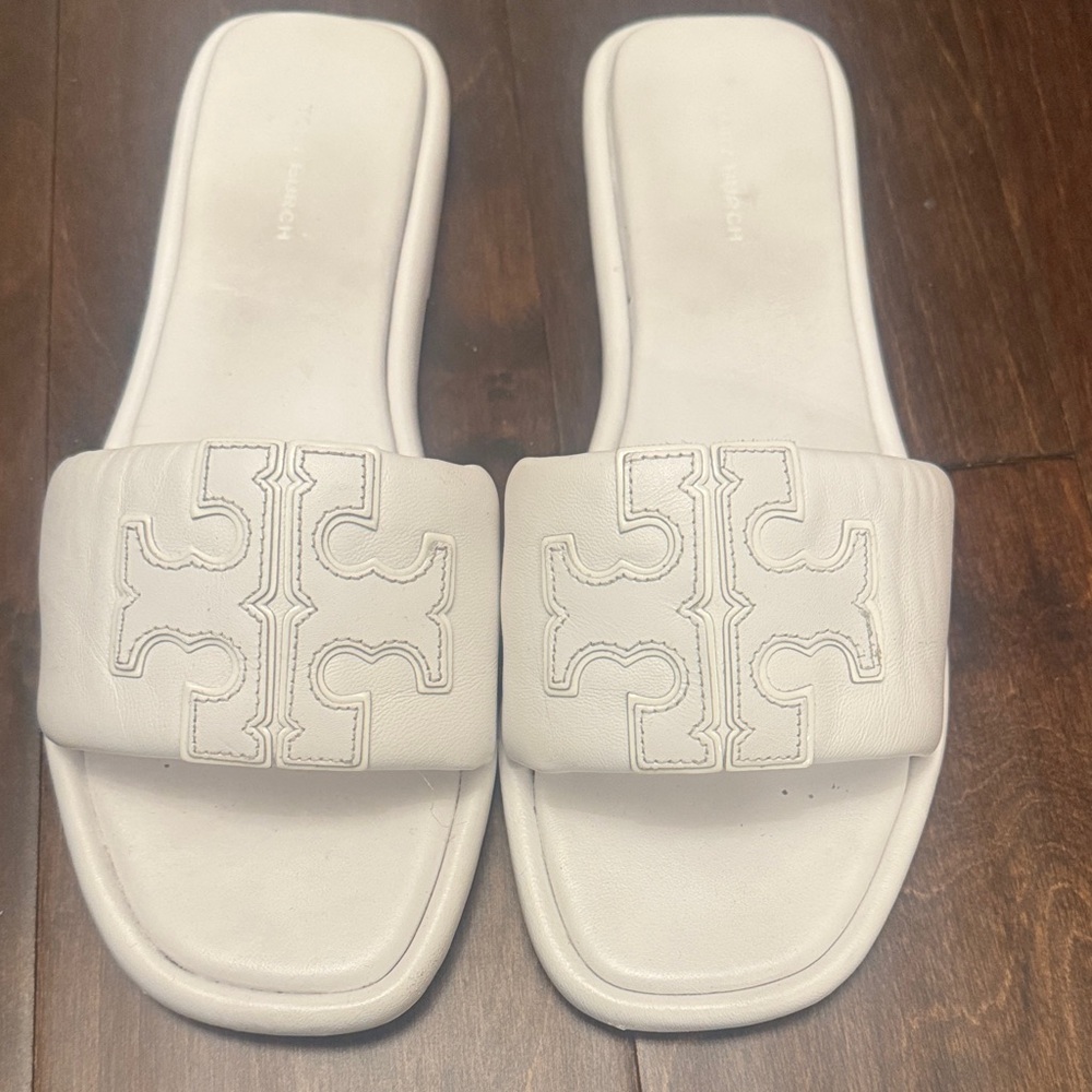 Tory Burch White Slide Sandals